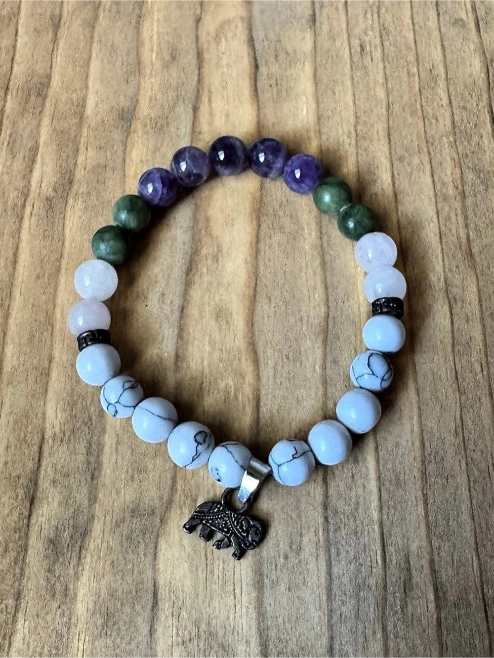 Evolve Mala Rebirth Howlite Jade Amethyst Beaded Bracelet